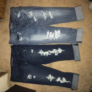 American eagle distressed capri's